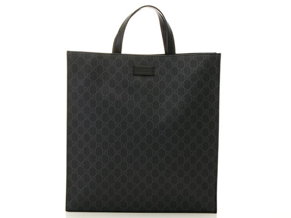 Gucci Soft GG Supreme Tote Bag Black Gray Leather